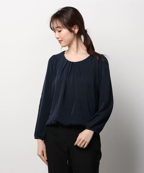 TRUDEA（トルディア）の「タックバルーンブラウス（ビジネスシャツ・レディース・ライトグレー/ホワイト/ネイビー・SMALL/LARGE/MEDIUM）」の6枚目の写真
