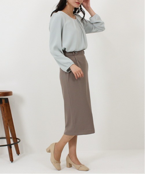 TRUDEA（トルディア）の「タックバルーンブラウス（ビジネスシャツ・レディース・ライトグレー/ホワイト/ネイビー・SMALL/LARGE/MEDIUM）」の22枚目の写真