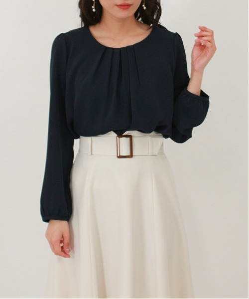 TRUDEA（トルディア）の「タックバルーンブラウス（ビジネスシャツ・レディース・ライトグレー/ホワイト/ネイビー・SMALL/LARGE/MEDIUM）」の19枚目の写真