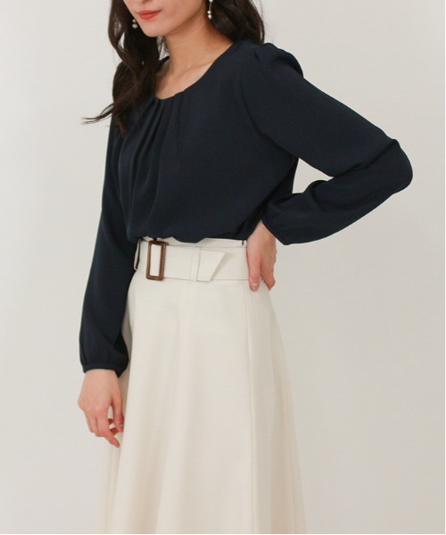 TRUDEA（トルディア）の「タックバルーンブラウス（ビジネスシャツ・レディース・ライトグレー/ホワイト/ネイビー・SMALL/LARGE/MEDIUM）」の20枚目の写真
