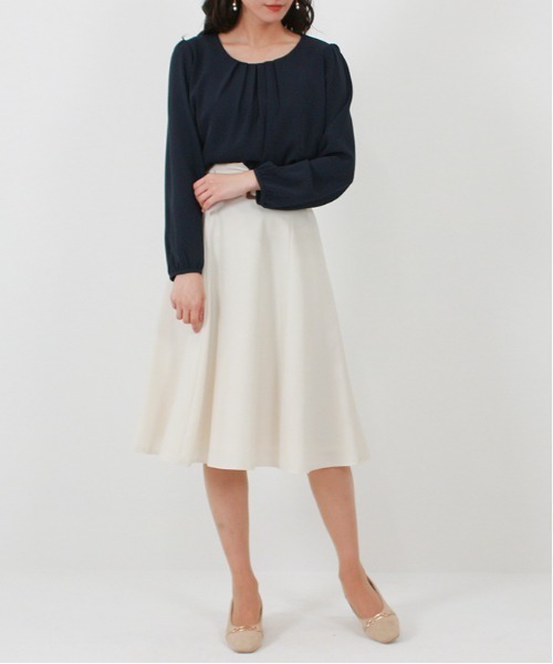 TRUDEA（トルディア）の「タックバルーンブラウス（ビジネスシャツ・レディース・ライトグレー/ホワイト/ネイビー・SMALL/LARGE/MEDIUM）」の14枚目の写真