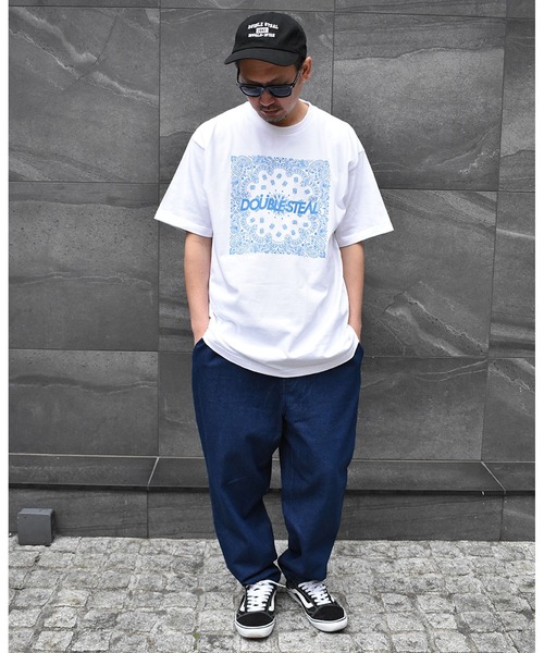 DOUBLE STEAL（ダブルスティール）の「BIG Paisley　Tシャツ（Tシャツ/カットソー・メンズ・ホワイト×ブルー/ブラック×ブルー/ホワイト×イエロー/ブラック×イエロー・LARGE/X-LARGE/MEDIUM）」の12枚目の写真