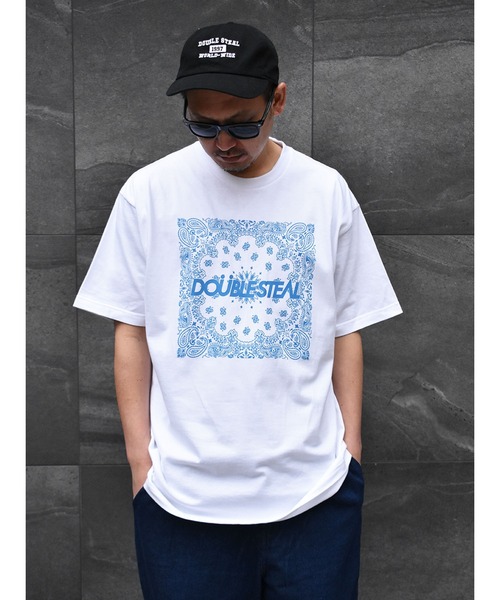 DOUBLE STEAL（ダブルスティール）の「BIG Paisley　Tシャツ（Tシャツ/カットソー・メンズ・ホワイト×ブルー/ブラック×ブルー/ホワイト×イエロー/ブラック×イエロー・LARGE/X-LARGE/MEDIUM）」の9枚目の写真