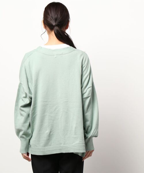 Samansa Mos2（サマンサ モスモス）の「【オーガニックコットン】ゆるVネックカーディガン（カーディガン/ボレロ・レディース・キナリ/ミント/ベージュ/ネイビー・ﾌﾘ-）」の6枚目の写真