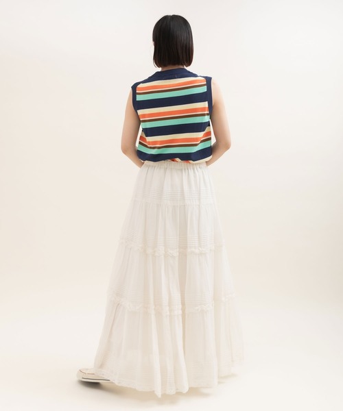 Dot＆Stripes CHILD WOMAN（ドットアンドストライプス　チャイルドウーマン）の「80ボイル ピンタック ティアードスカート（スカート・レディース・ホワイト/ブラック・FREE）」の14枚目の写真