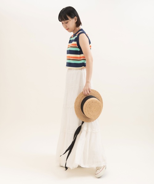 Dot＆Stripes CHILD WOMAN（ドットアンドストライプス　チャイルドウーマン）の「80ボイル ピンタック ティアードスカート（スカート・レディース・ホワイト/ブラック・FREE）」の15枚目の写真