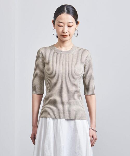 Gunn Johansson（グンヨハンソン）の「＜Gunn Johansson（グン ヨハンソン）＞LI ショートスリーブ ニット（ニット/セーター・レディース・ベージュ・FREE）」の2枚目の写真