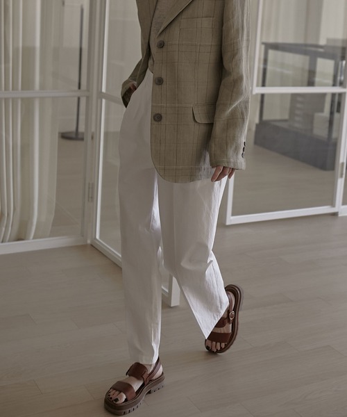MUYMONA(ムイモナ)の「Double tuck cotton slacks mmw22s032【MUYMONA】【2022SS】(スラックス・レディース・ホワイト/カーキ/ネイビー・M/S)」の6枚目の写真