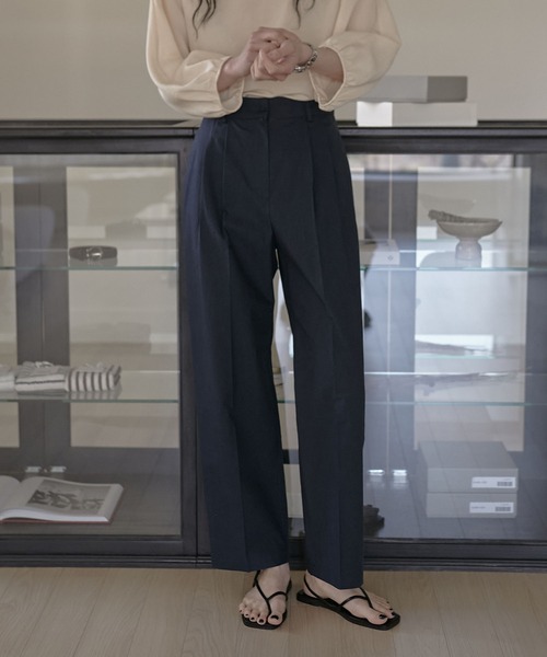 MUYMONA(ムイモナ)の「Double tuck cotton slacks mmw22s032【MUYMONA】【2022SS】(スラックス・レディース・ホワイト/カーキ/ネイビー・M/S)」の7枚目の写真