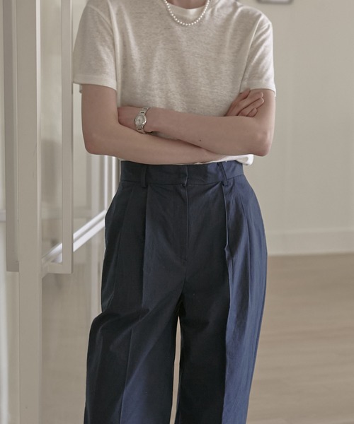 MUYMONA(ムイモナ)の「Double tuck cotton slacks mmw22s032【MUYMONA】【2022SS】(スラックス・レディース・ホワイト/カーキ/ネイビー・M/S)」の11枚目の写真