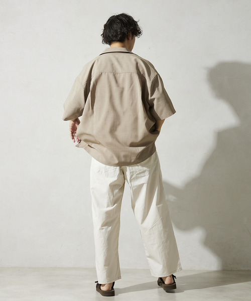 JOURNAL STANDARD relume(ジャーナルスタンダード レリューム)の「TEC LINEN CPO型半袖シャツ(シャツ/ブラウス・メンズ・ブラック/ベージュ/ネイビー・MEDIUM/LARGE)」の6枚目の写真