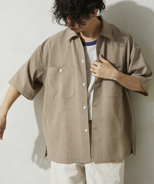 JOURNAL STANDARD relume(ジャーナルスタンダード レリューム)の「TEC LINEN CPO型半袖シャツ(シャツ/ブラウス・メンズ・ブラック/ベージュ/ネイビー・MEDIUM/LARGE)」の9枚目の写真