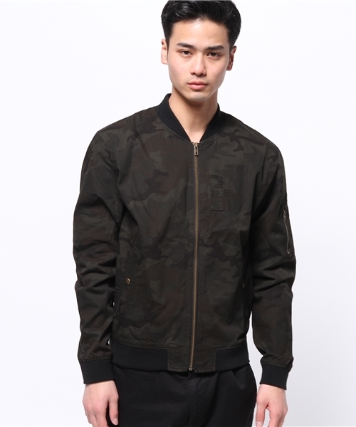 GIORDANO（ジョルダーノ）の「[GIORDANO]コットスリムMA-1ジャケット（ブルゾン・メンズ・ブラック/グリーン・MEDIUM/LARGE）」の3枚目の写真