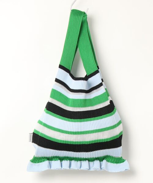 Tricote（トリコテ）の「TRICOTE トリコテ / SHEER MULTI STRIPE BAG シアーマルチボーダーバッグ / TR21BG046（トートバッグ・レディース・グリーン/イエロー/ライトピンク・FREE）」の4枚目の写真