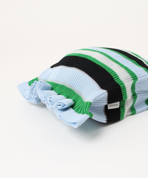 Tricote（トリコテ）の「TRICOTE トリコテ / SHEER MULTI STRIPE BAG シアーマルチボーダーバッグ / TR21BG046（トートバッグ・レディース・グリーン/イエロー/ライトピンク・FREE）」の5枚目の写真