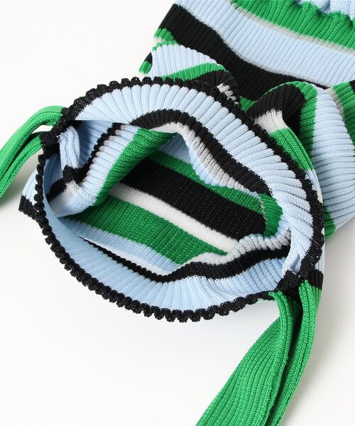 Tricote（トリコテ）の「TRICOTE トリコテ / SHEER MULTI STRIPE BAG シアーマルチボーダーバッグ / TR21BG046（トートバッグ・レディース・グリーン/イエロー/ライトピンク・FREE）」の7枚目の写真