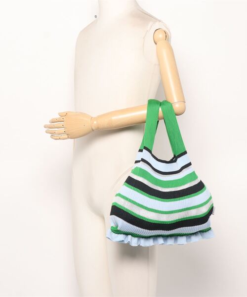 Tricote（トリコテ）の「TRICOTE トリコテ / SHEER MULTI STRIPE BAG シアーマルチボーダーバッグ / TR21BG046（トートバッグ・レディース・グリーン/イエロー/ライトピンク・FREE）」の10枚目の写真