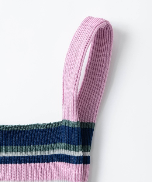 Tricote（トリコテ）の「TRICOTE トリコテ / SHEER MULTI STRIPE BAG シアーマルチボーダーバッグ / TR21BG046（トートバッグ・レディース・グリーン/イエロー/ライトピンク・FREE）」の8枚目の写真