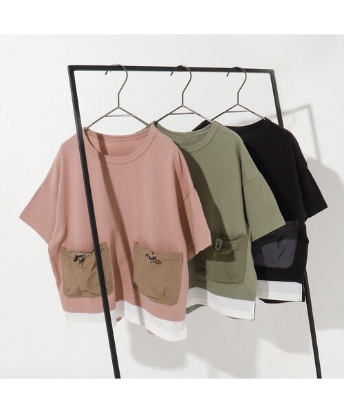 BREEZE by saori（ブリーズバイサオリ）の「WEB限定 異素材ビッグポケットTシャツ【BREEZE by saori】（Tシャツ/カットソー・キッズ・ブラック/ピンク/グリーン・90/100/110/120/130/140/150）」の21枚目の写真