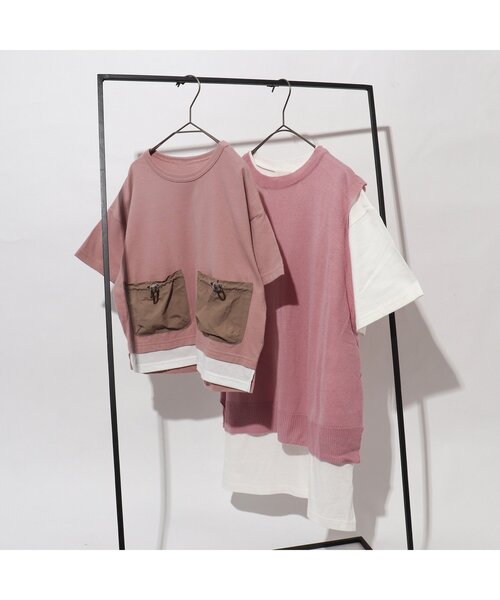 BREEZE by saori（ブリーズバイサオリ）の「WEB限定 異素材ビッグポケットTシャツ【BREEZE by saori】（Tシャツ/カットソー・キッズ・ブラック/ピンク/グリーン・90/100/110/120/130/140/150）」の18枚目の写真