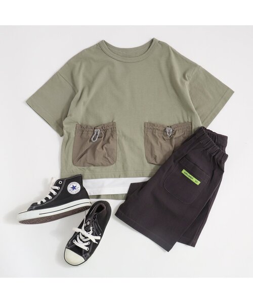 BREEZE by saori（ブリーズバイサオリ）の「WEB限定 異素材ビッグポケットTシャツ【BREEZE by saori】（Tシャツ/カットソー・キッズ・ブラック/ピンク/グリーン・90/100/110/120/130/140/150）」の17枚目の写真