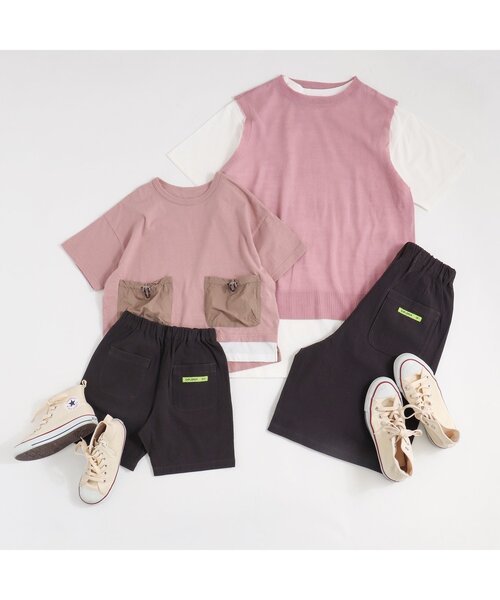 BREEZE by saori（ブリーズバイサオリ）の「WEB限定 異素材ビッグポケットTシャツ【BREEZE by saori】（Tシャツ/カットソー・キッズ・ブラック/ピンク/グリーン・90/100/110/120/130/140/150）」の16枚目の写真