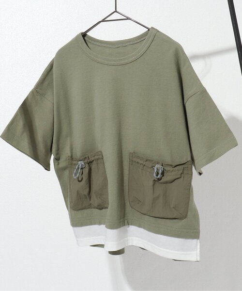 BREEZE by saori（ブリーズバイサオリ）の「WEB限定 異素材ビッグポケットTシャツ【BREEZE by saori】（Tシャツ/カットソー・キッズ・ブラック/ピンク/グリーン・90/100/110/120/130/140/150）」の11枚目の写真