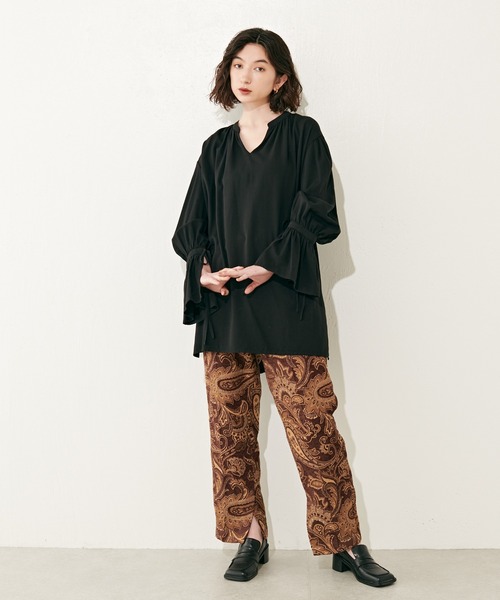 Lui's（ルイス）の「ゴブランワイドテーパードパンツ(セットアップ対応)（その他パンツ・レディース・ブラウン/アイボリー・FREE）」の3枚目の写真