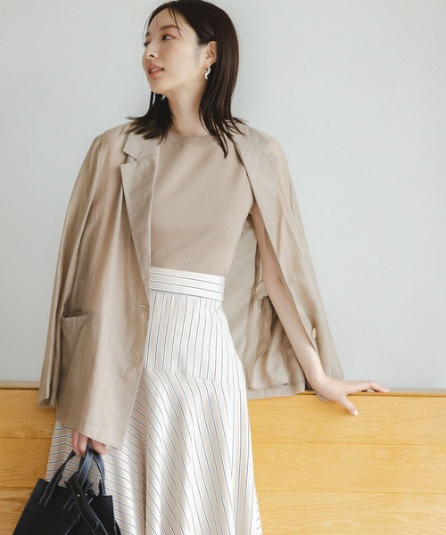 Andemiu（アンデミュウ）の「【シャツ感覚】シアージャケット122674（テーラードジャケット・レディース・チャコールグレー/ベージュ/ブラウン・FREE）」の3枚目の写真