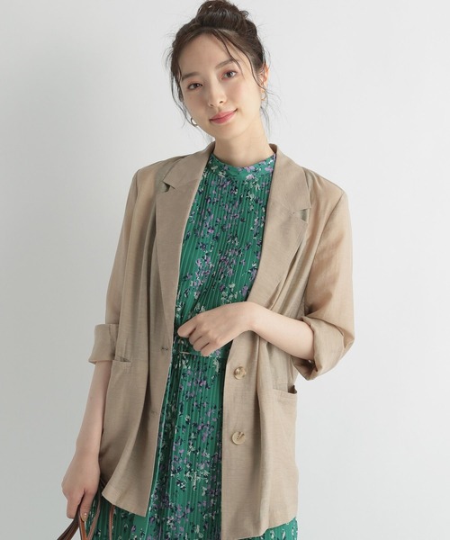 Andemiu（アンデミュウ）の「【シャツ感覚】シアージャケット122674（テーラードジャケット・レディース・チャコールグレー/ベージュ/ブラウン・FREE）」の10枚目の写真