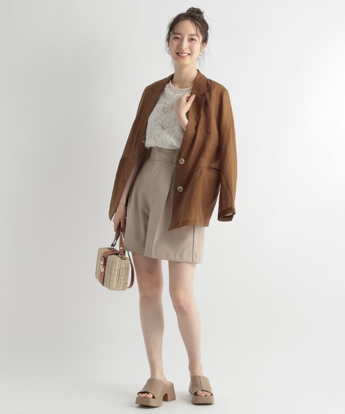 Andemiu（アンデミュウ）の「【シャツ感覚】シアージャケット122674（テーラードジャケット・レディース・チャコールグレー/ベージュ/ブラウン・FREE）」の16枚目の写真