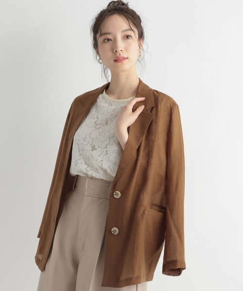Andemiu（アンデミュウ）の「【シャツ感覚】シアージャケット122674（テーラードジャケット・レディース・チャコールグレー/ベージュ/ブラウン・FREE）」の18枚目の写真
