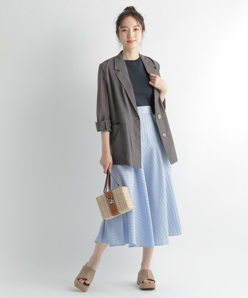 Andemiu（アンデミュウ）の「【シャツ感覚】シアージャケット122674（テーラードジャケット・レディース・チャコールグレー/ベージュ/ブラウン・FREE）」の12枚目の写真