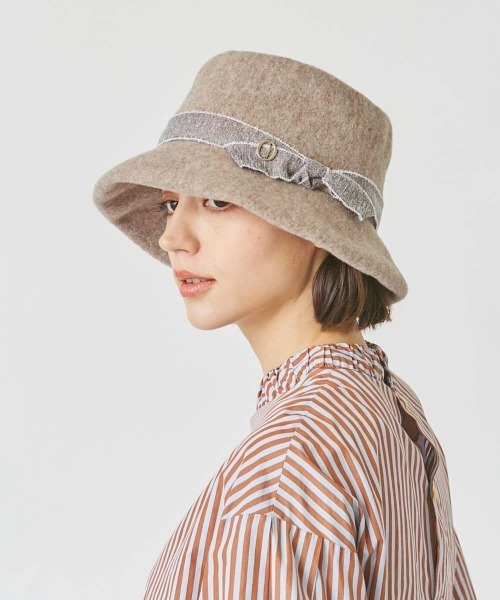 Chapeau d' O(シャポードオー)の「Chapeau d' O Twist Ribbon Basque Cloche(ハット・レディース・ベージュ/ブラック/グレー・M/57.5cm)」の8枚目の写真