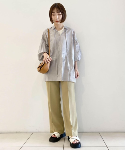 URBAN RESEARCH（アーバンリサーチ）の「ハイウエストツイルカラーパンツ（その他パンツ・レディース・ベージュ/ブルー/ブラウン・36/38）」の9枚目の写真