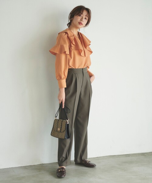 Feroux（フェルゥ）の「ジャガードショルダー バッグ（ショルダーバッグ・レディース・黄土色系1/ブラック系1・2）」の7枚目の写真