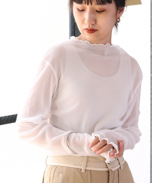 cepo(セポ)の「アソート カラーハイネックシアーインナー(Tシャツ/カットソー・レディース・オフホワイト/ライム/グリーン・M)」の1枚目の写真