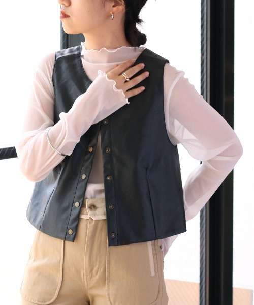 cepo(セポ)の「アソート カラーハイネックシアーインナー(Tシャツ/カットソー・レディース・オフホワイト/ライム/グリーン・M)」の20枚目の写真