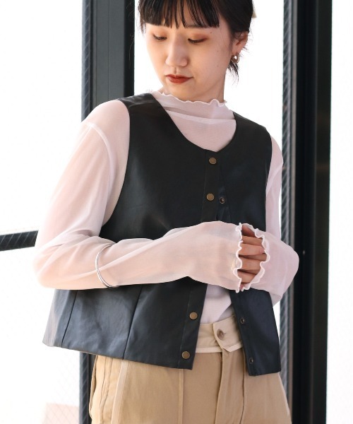 cepo(セポ)の「アソート カラーハイネックシアーインナー(Tシャツ/カットソー・レディース・オフホワイト/ライム/グリーン・M)」の18枚目の写真