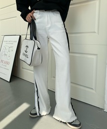 ABITOKYO | サイドジップハイウエストストレッチセミワイドデニムパンツ(デニムパンツ)