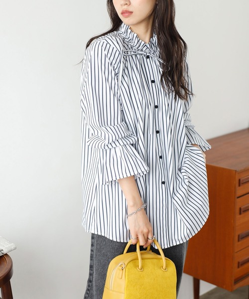 GeeRA(ジーラ)の「フリルハイネックキャンディスリーブブラウス(シャツ/ブラウス・レディース・オフホワイト/グレー系その他・MEDIUM/LARGE)」の10枚目の写真