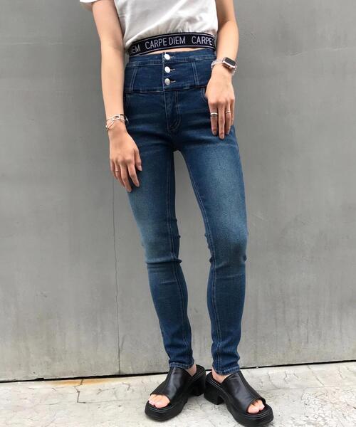 INGNI(イング)の「ハイウエストスキニーパンツ(デニムパンツ・レディース・ブルー系その他4/ブラック・M/S)」の1枚目の写真