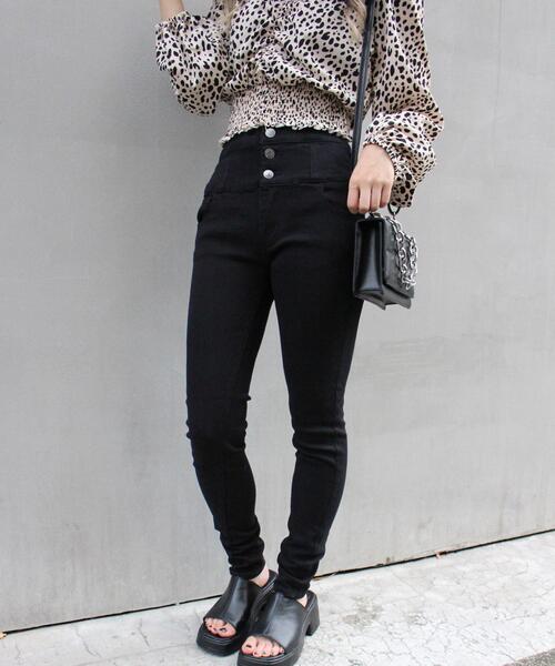 INGNI(イング)の「ハイウエストスキニーパンツ(デニムパンツ・レディース・ブルー系その他4/ブラック・M/S)」の12枚目の写真