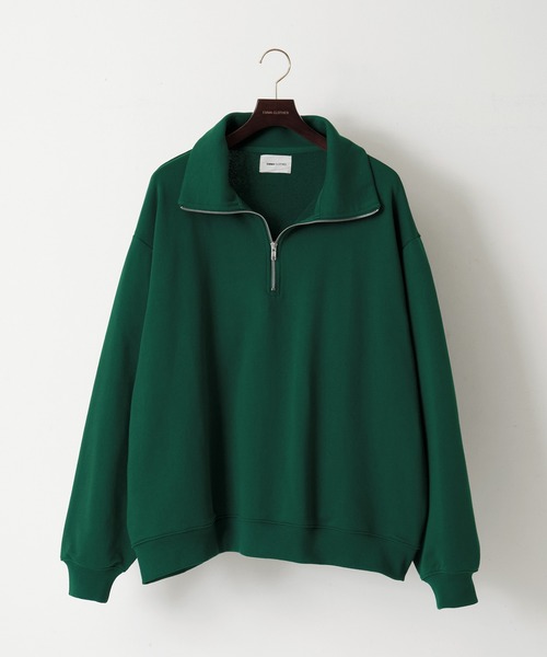 EMMA CLOTHES（エマクローズ）の「オーバーサイズ ビッグカラー ハーフジップ プルオーバースウェット EMMA CLOTHES（スウェット・メンズ・ブラック/アイボリー/グリーン/杢グレー/ベージュ/チャコールグレー/スモークピンク/パープル/オリーブ/ブルー/グレー・M/L）」の20枚目の写真