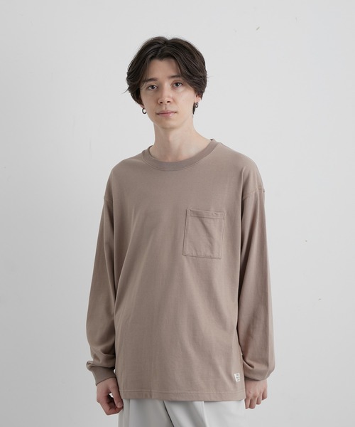 JUNRED（ジュンレッド）の「オーガニックコットンロングTシャツ（Tシャツ/カットソー・メンズ・チャコールグレー/ホワイト/グリーン/キャメル・M/L/LL）」の4枚目の写真