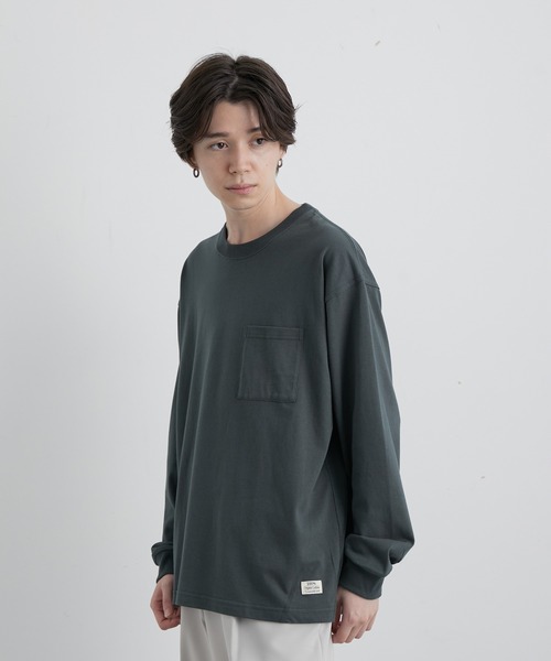 JUNRED（ジュンレッド）の「オーガニックコットンロングTシャツ（Tシャツ/カットソー・メンズ・チャコールグレー/ホワイト/グリーン/キャメル・M/L/LL）」の5枚目の写真