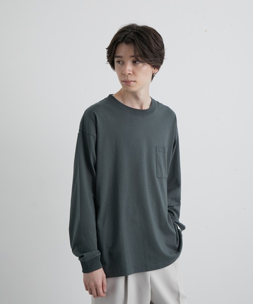JUNRED（ジュンレッド）の「オーガニックコットンロングTシャツ（Tシャツ/カットソー・メンズ・チャコールグレー/ホワイト/グリーン/キャメル・M/L/LL）」の6枚目の写真