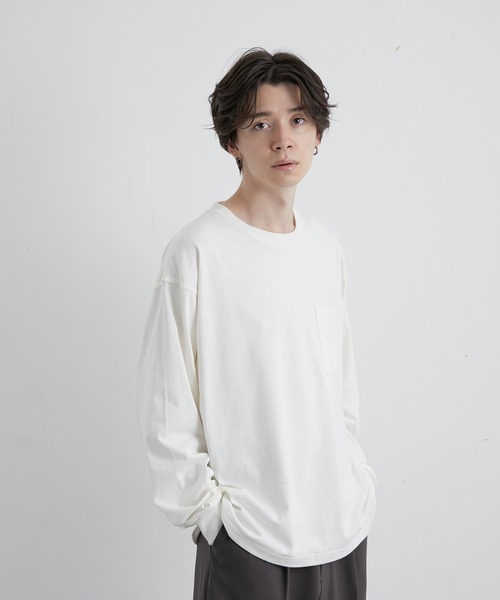 JUNRED（ジュンレッド）の「オーガニックコットンロングTシャツ（Tシャツ/カットソー・メンズ・チャコールグレー/ホワイト/グリーン/キャメル・M/L/LL）」の7枚目の写真