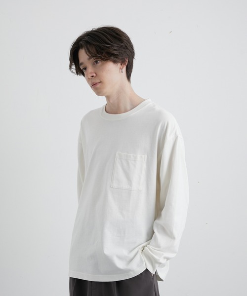 JUNRED（ジュンレッド）の「オーガニックコットンロングTシャツ（Tシャツ/カットソー・メンズ・チャコールグレー/ホワイト/グリーン/キャメル・M/L/LL）」の8枚目の写真