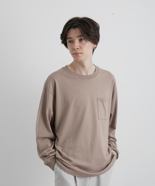 JUNRED（ジュンレッド）の「オーガニックコットンロングTシャツ（Tシャツ/カットソー・メンズ・チャコールグレー/ホワイト/グリーン/キャメル・M/L/LL）」の9枚目の写真